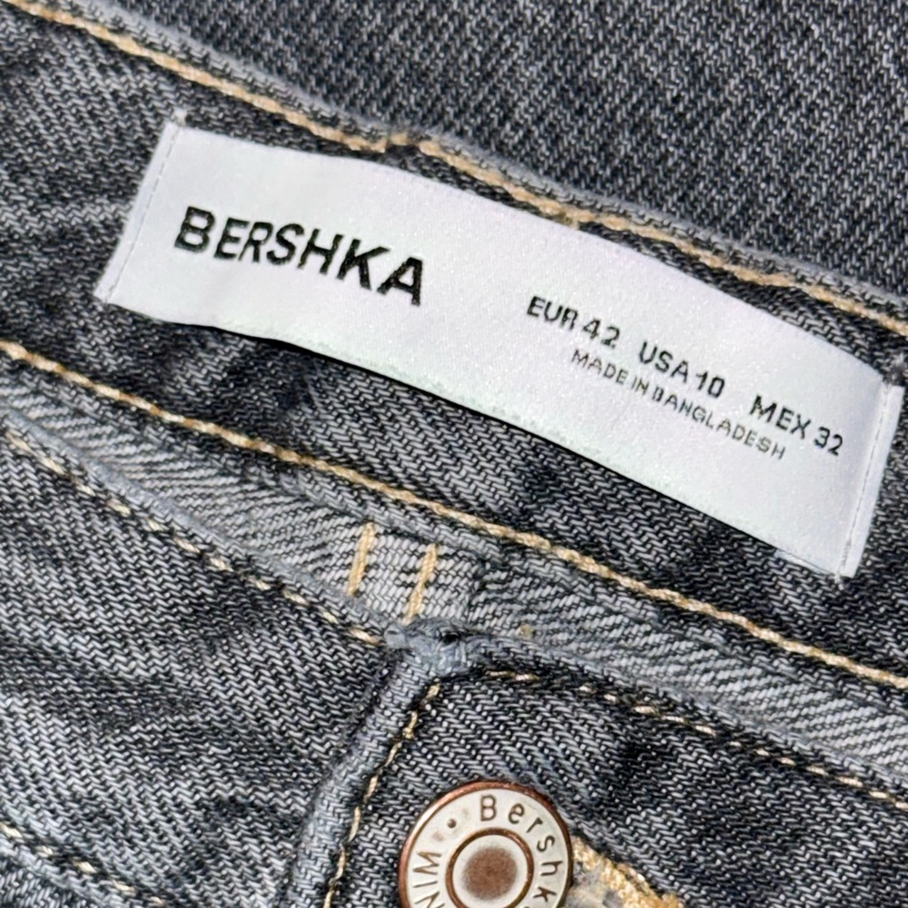 👖🛹 BERSHKA Zara Wide Leg Y2K Streetwear Charcoal Gray Wash Jeans Women’s USA 10 - Picture 2 of 5